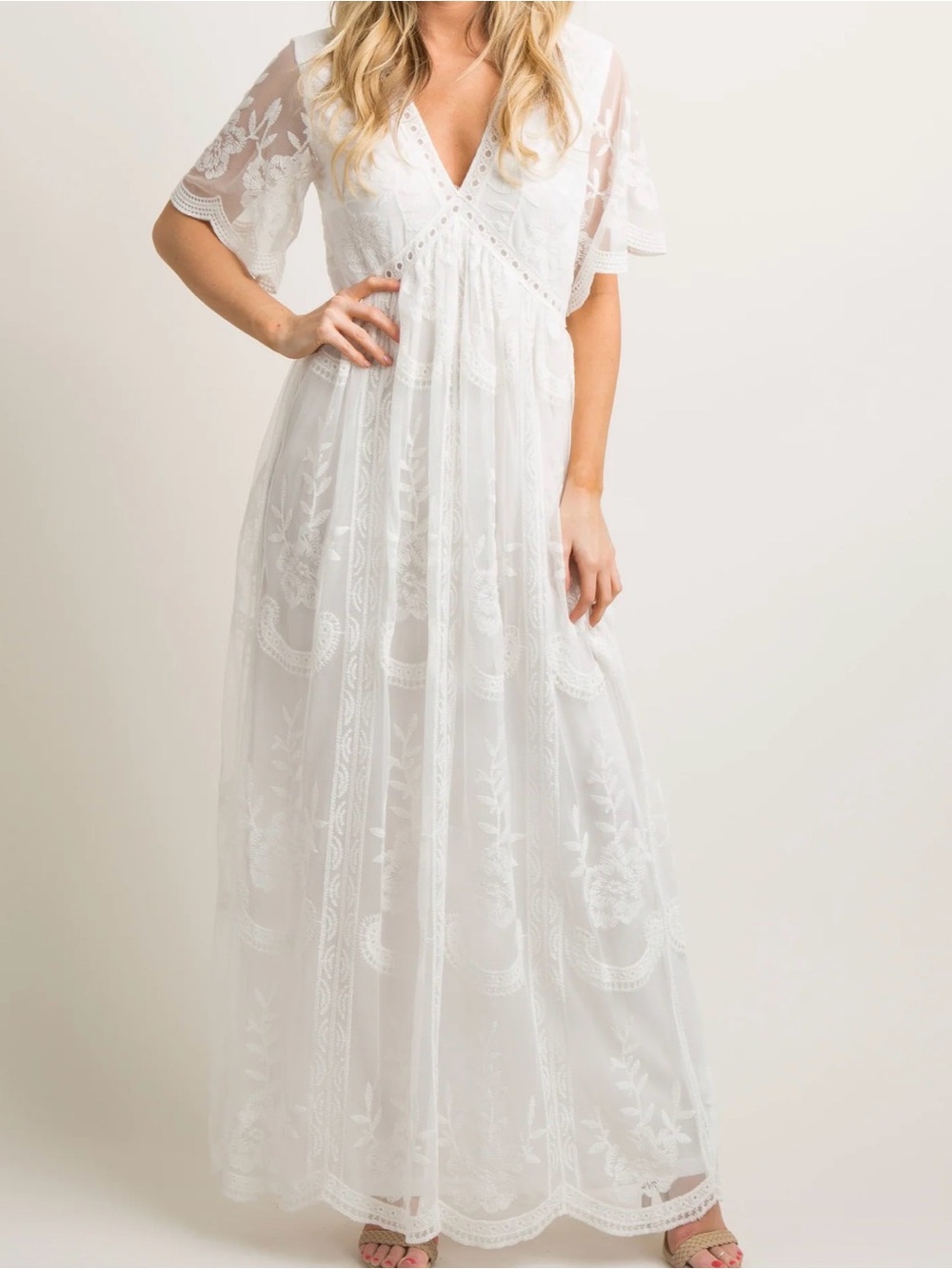 Pinkblush White Lace Maxi Dress